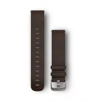Garmin Quick Release Bands (20 mm) Dunkelbraunes Leder, silberne Hardware