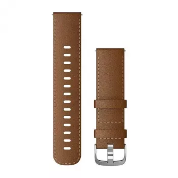 Garmin Quick Release Armbänder (22 mm) Braunes Italienisches Leder, Silberne Hardware