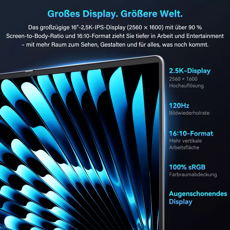 GEEKOM GEEKBOOK X16 PRO (Silber, Intel Core Ultra 5 125H, Intel Arc Graphics, 32 GB LPDDR5, 1 TB SSD, Windows 11 Pro)