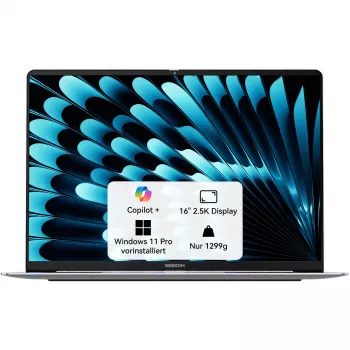 GEEKOM GEEKBOOK X16 PRO (Silber, Intel Core Ultra 5 125H, Intel Arc Graphics, 32 GB LPDDR5, 1 TB SSD, Windows 11 Pro)