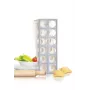 GEFU 3-teiliges Ravioli-Set mit Brett, Ausstecher und Nudelholz, formt 24 quadratische Ravioli 60x60 mm, Weiß/Silber