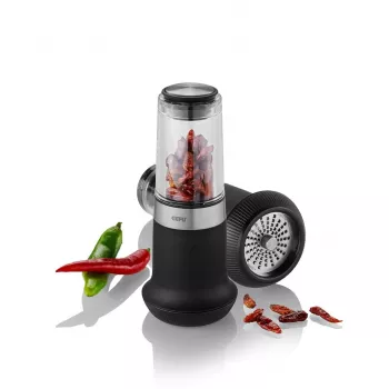 GEFU 34631 Trommelreibe TRANSFORMA Manuelle Reibe und Spiralschneider Schwarz, Transparent