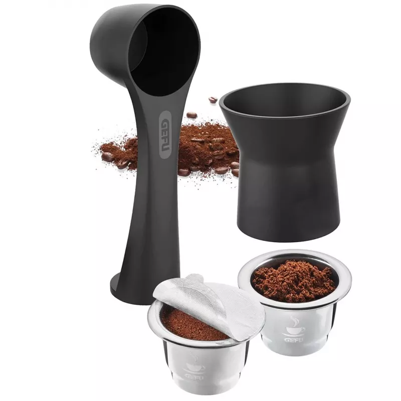 GEFU CONSCIO 8-teiliges Nespresso-Kaffeetassen-Set mit Untertassen, Porzellan, 180 ml, Weiß