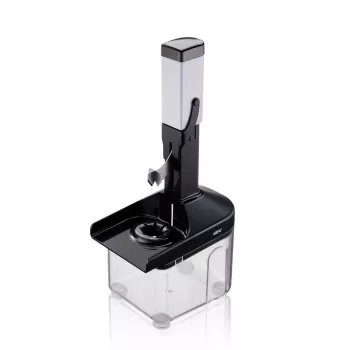GEFU CORER Entsteiner für Pflaumen mit Edelstahlstange, manueller Obstentsteiner für Pflaumen, Mirabellen und Kriechenpflaumen, ergonomischer Griff, spülmaschinenfest, Weiß/Grau