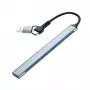 Gembird 7-Port USB 3.2 Gen 2 Hub - 6x USB-A 2.0 + 1x USB-A 3.2, Silber