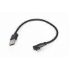 GEMBIRD Winkel-Stecker geflochtenes USB-A auf 8-Pin Lightning-Kabel 0,2 m Schwarz