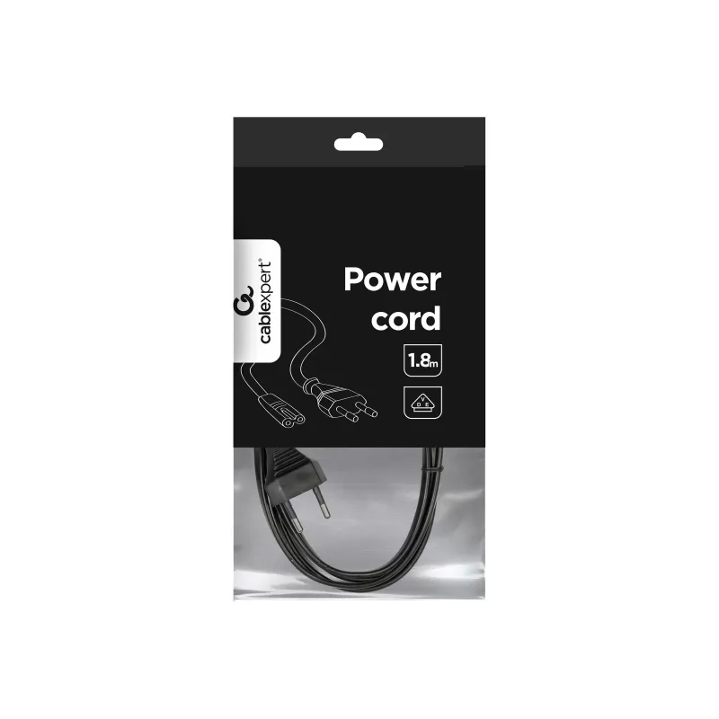 GEMBIRD Cablexpert PC-184-VDE Netzkabel, C7, VDE-geprüft, Schwarz, 1,8 m