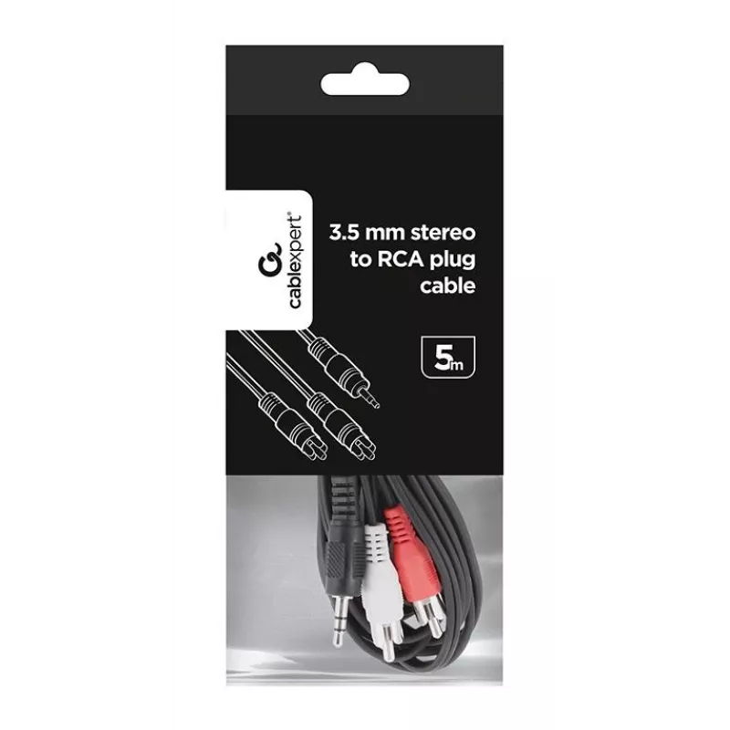Gembird CCA-458-5M Audiokabel 3,5mm Klinke auf 2x RCA Stecker-Stecker 5m