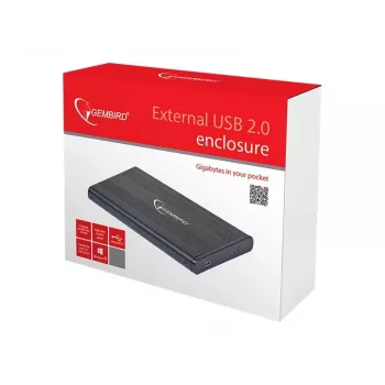 Gembird EE2-U2S-5 Externes USB 2.0 Gehäuse für 2,5 inch SATA HDD/SSD, Aluminium, Schwarz