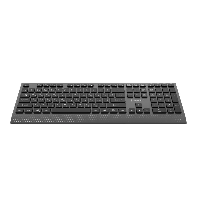 Gembird KB-MCH-06-CYRL Schlanke kabelgebundene Multimedia-Tastatur mit Typ-C-Adapter, kyrillisches Layout, Schwarz