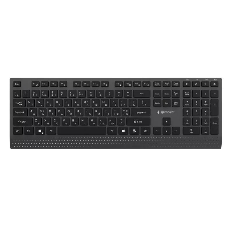 Gembird KB-MCH-06-CYRL Schlanke kabelgebundene Multimedia-Tastatur mit Typ-C-Adapter, kyrillisches Layout, Schwarz