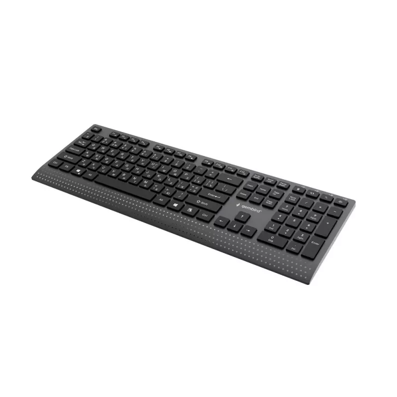 Gembird KB-MCH-06-CYRL Schlanke kabelgebundene Multimedia-Tastatur mit Typ-C-Adapter, kyrillisches Layout, Schwarz
