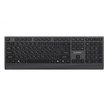 Gembird KB-MCH-06-CYRL Schlanke kabelgebundene Multimedia-Tastatur mit Typ-C-Adapter, kyrillisches Layout, Schwarz