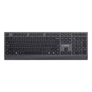 Gembird KB-MCH-06 Slim Kabelgebundene Multimedia-Tastatur mit Type-C-Adapter, US-Layout, Schwarz