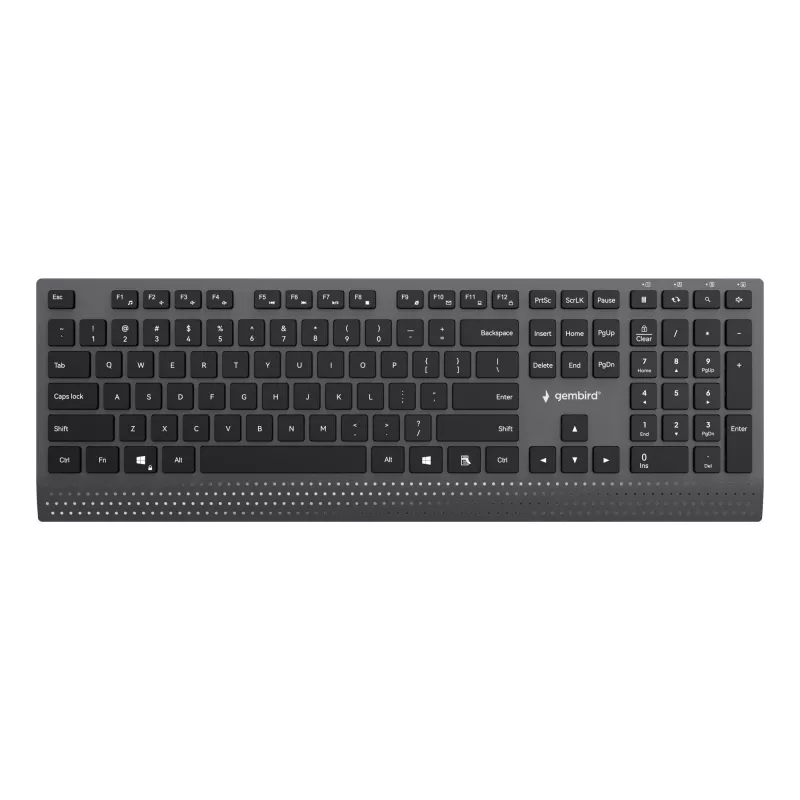 Gembird KB-MCH-06 Slim Kabelgebundene Multimedia-Tastatur mit Type-C-Adapter, US-Layout, Schwarz