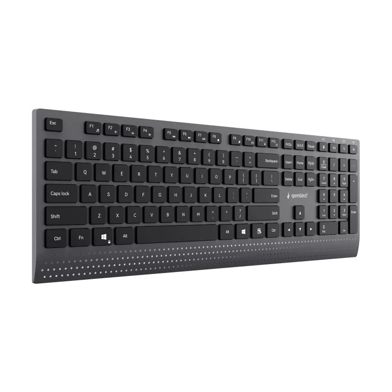 Gembird KB-MCH-06 Slim Kabelgebundene Multimedia-Tastatur mit Type-C-Adapter, US-Layout, Schwarz