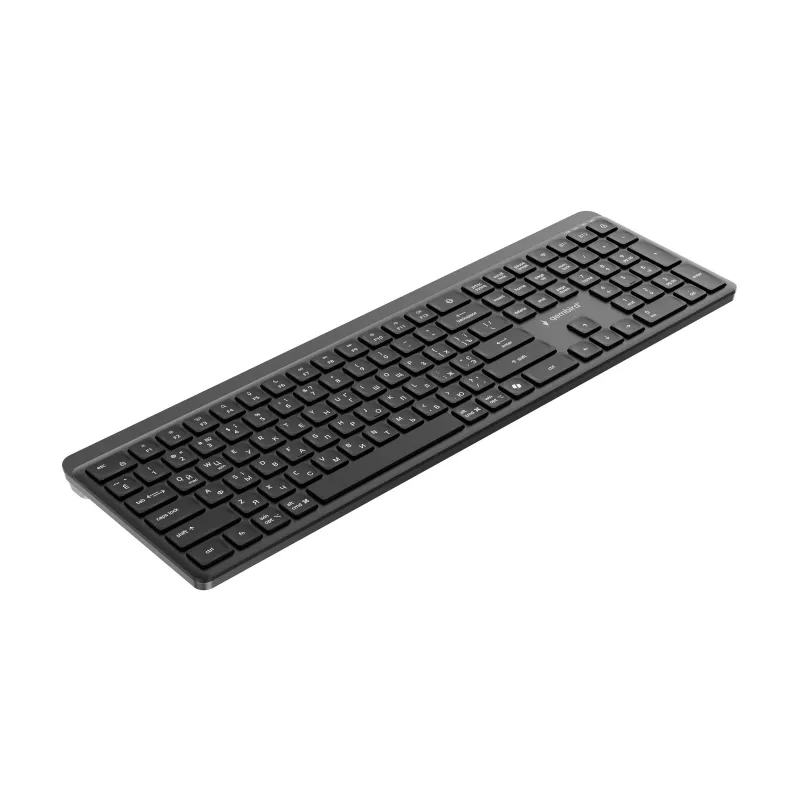 Gembird KB-WPS-03-CYRL Dual-Mode Slim Wireless Keyboard (2.4G + BT), Russisches/Kyrillisches Layout, Schwarz
