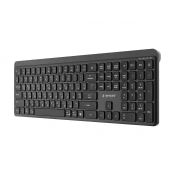 Gembird KB-WPS-03-CYRL Dual-Mode Slim Wireless Keyboard (2.4G + BT), Russisches/Kyrillisches Layout, Schwarz