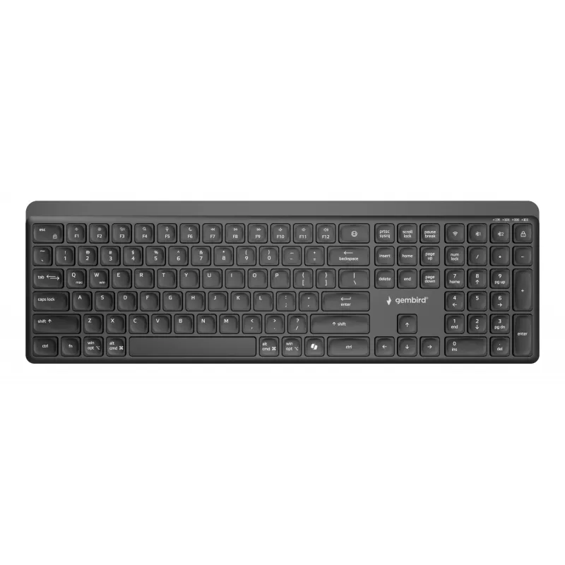 Gembird KB-WPS-03 Dual-Mode Pro-Business Slim Wireless Keyboard, 2.4G + Bluetooth, US Layout, Schwarz