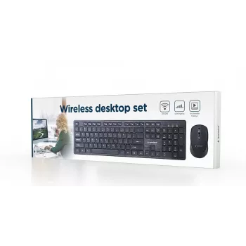 GEMBIRD KBS-WCH-04-RU Kabelloses Tastatur- und Maus-Set, Russisches Layout, Schwarz