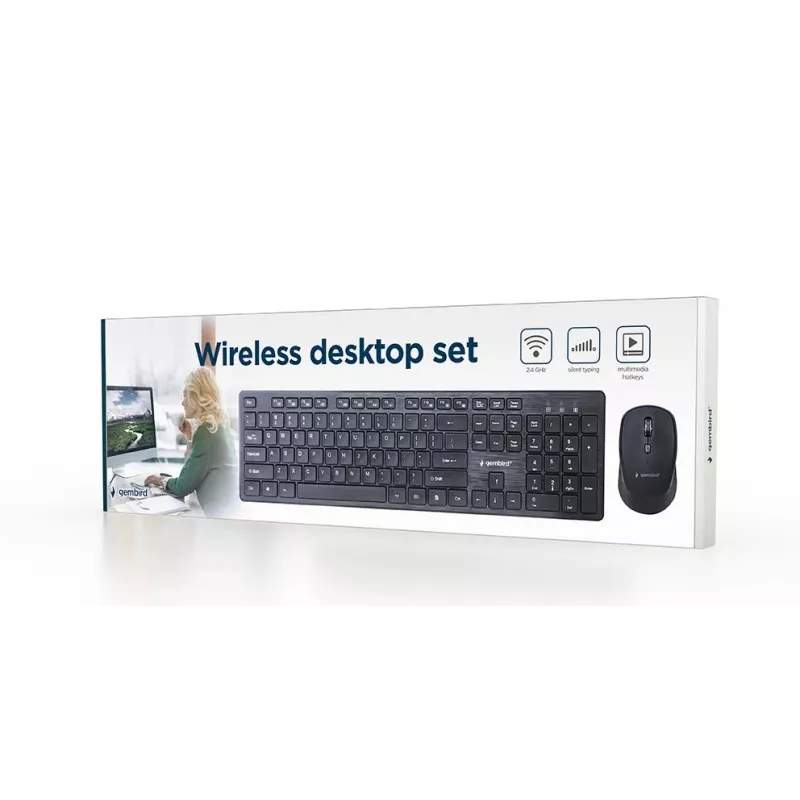 GEMBIRD KBS-WCH-04-RU Kabelloses Tastatur- und Maus-Set, Russisches Layout, Schwarz