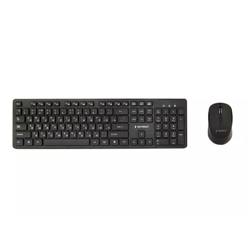 GEMBIRD KBS-WCH-04-RU Kabelloses Tastatur- und Maus-Set, Russisches Layout, Schwarz