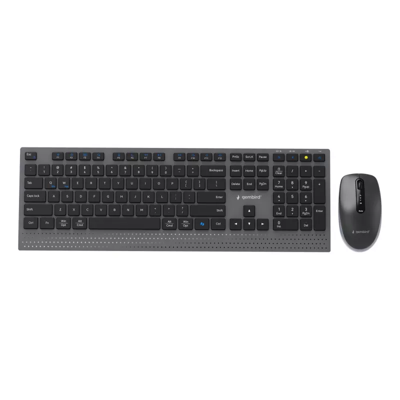 Gembird KBS-WPS-02 Dual-Mode Slim Kabelloses Desktop-Set, 2.4GHz + Bluetooth, US-Layout (Tastatur & Maus)