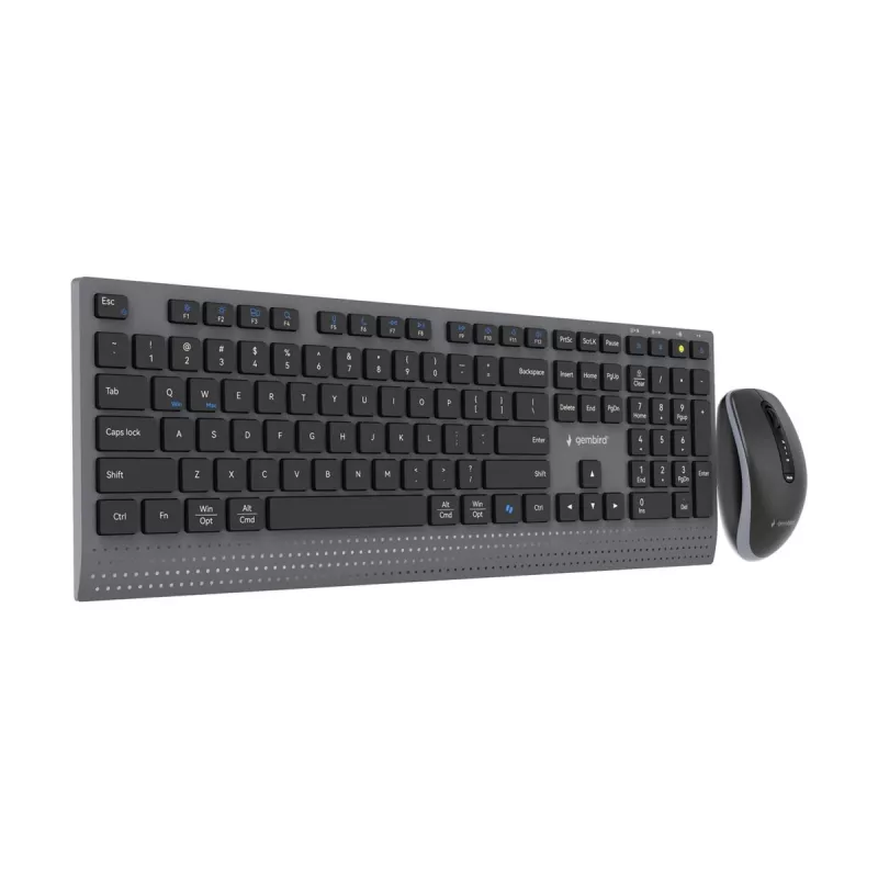Gembird KBS-WPS-02 Dual-Mode Slim Kabelloses Desktop-Set, 2.4GHz + Bluetooth, US-Layout (Tastatur & Maus)