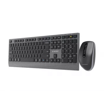 Gembird KBS-WPS-02 Dual-Mode Slim Kabelloses Desktop-Set, 2.4GHz + Bluetooth, US-Layout (Tastatur & Maus)