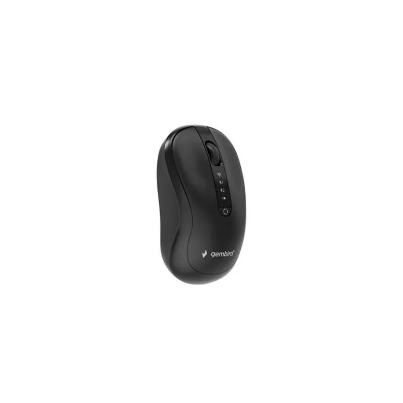 Gembird MUSW2-4B-01 Dual-Mode kabellose Maus (2,4 GHz + Bluetooth 5.0) mit 1600 DPI optischem Sensor, 4 Tasten, beidhändig, Schwarz