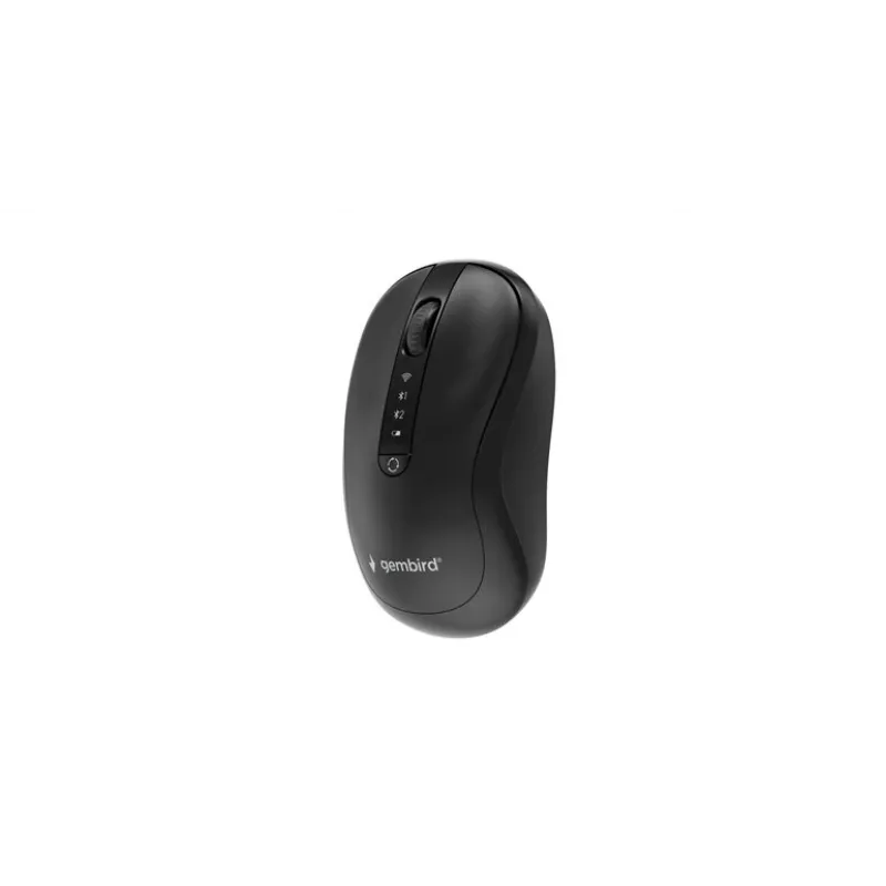 Gembird MUSW2-4B-01 Dual-Mode kabellose Maus (2,4 GHz + Bluetooth 5.0) mit 1600 DPI optischem Sensor, 4 Tasten, beidhändig, Schwarz