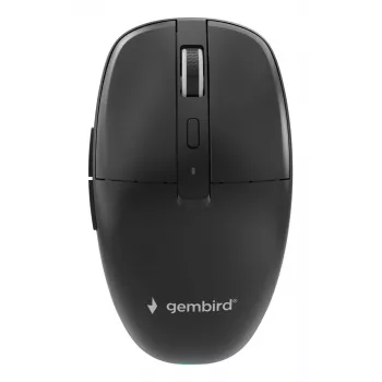 Gembird MUSW2-6B-01 Dual-Mode-Funkmaus, 2,4 GHz + Bluetooth 5.0, 1600 DPI, 6 Tasten, Schwarz