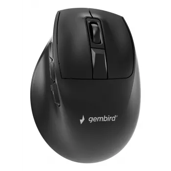 Gembird MUSW3-9B-01 Triple-Mode Kabellose Ergonomische Maus (2,4 GHz + Bluetooth + USB-C), 2400 DPI, 9 Tasten, Schwarz