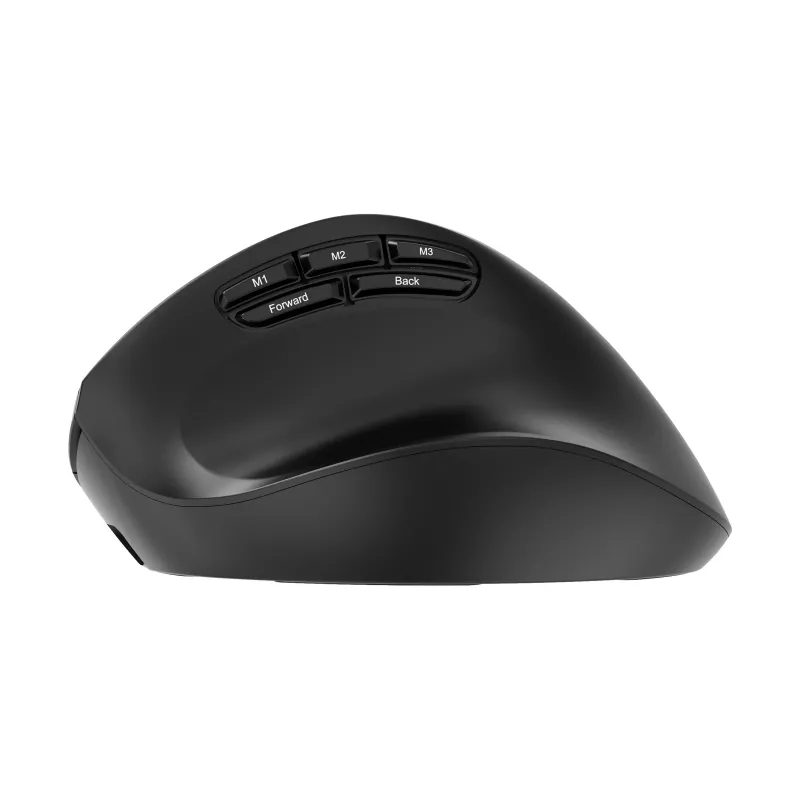Gembird MUSW3-9B-01 Triple-Mode Kabellose Ergonomische Maus (2,4 GHz + Bluetooth + USB-C), 2400 DPI, 9 Tasten, Schwarz
