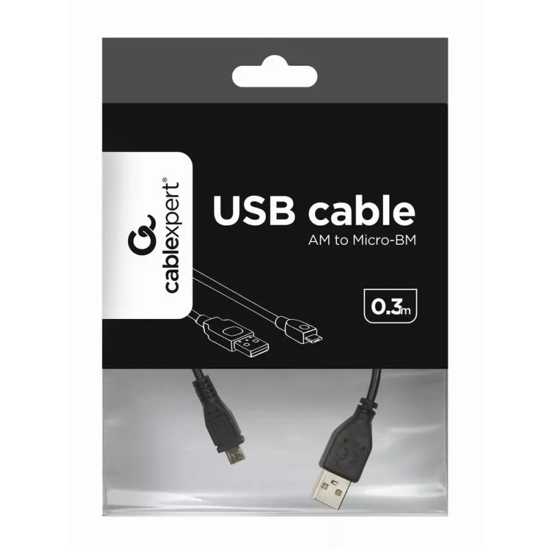 Gembird USB 2.0 Kabel Micro-USB AM-MBM5P 0,3m Schwarz