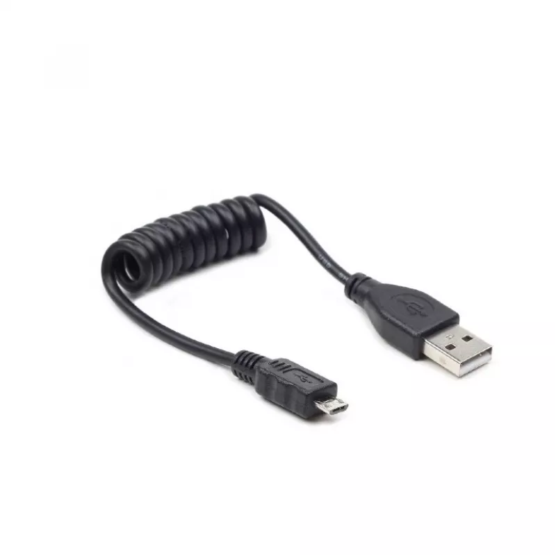 Gembird USB 2.0 Kabel USB-A auf Micro-USB-B 0,6m Schwarz Spiralkabel