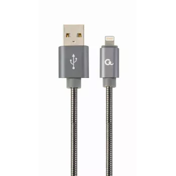 Gembird USB-A auf Lightning Kabel, Premium Spiral Metall, 1m, Metallic Grey