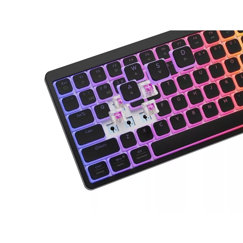GENESIS Thor 430 TKL Kabellose Mechanische Gaming-Tastatur, Outemu Red Switches, RGB-Beleuchtung, Triple-Modus (USB-C/2.4GHz/Bluetooth), US-Englisches QWERTY, Schwarz