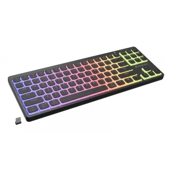 GENESIS Thor 430 TKL Kabellose Mechanische Gaming-Tastatur, Outemu Red Switches, RGB-Beleuchtung, Triple-Modus (USB-C/2.4GHz/Bluetooth), US-Englisches QWERTY, Schwarz