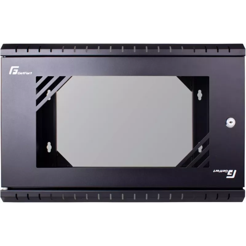 GETFORT ECO v3 19-Zoll 6U Wandgehäuse mit Sicherheitsglas-Tür, 520x450 mm, Schwarz