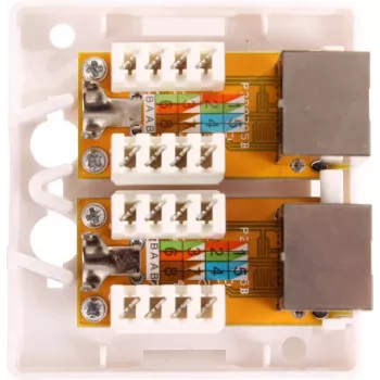 GETFORT GF-2G5EFTP Geschirmte Aufputz-RJ45-Dose, 2-Port, Cat.5e, Weiß