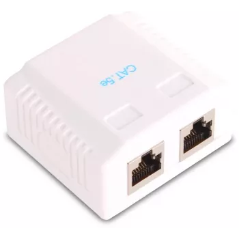 GETFORT GF-2G5EFTP Geschirmte Aufputz-RJ45-Dose, 2-Port, Cat.5e, Weiß