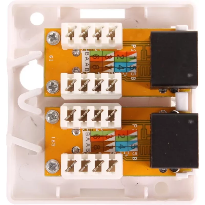 GETFORT GF-2G5EUTP Aufputz-Doppel-RJ45 Cat.5e UTP Netzwerkdose, Weiß