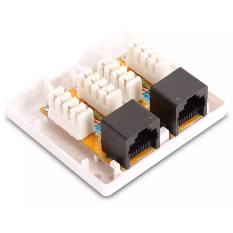GETFORT GF-2G5EUTP Aufputz-Doppel-RJ45 Cat.5e UTP Netzwerkdose, Weiß