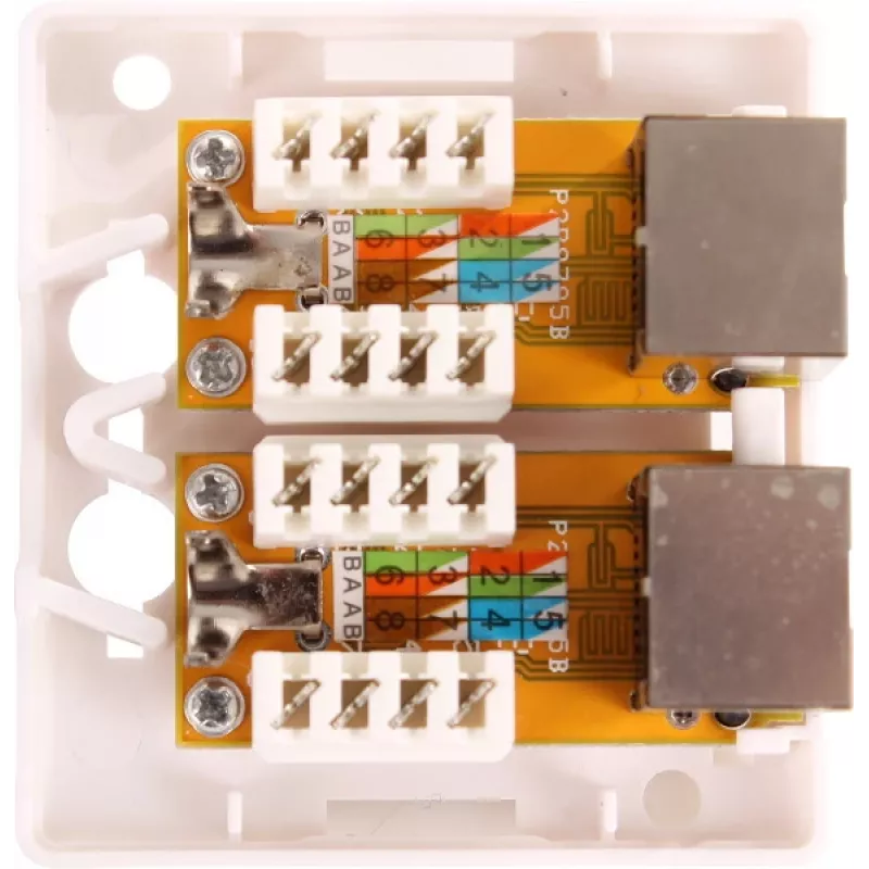 GETFORT GF-2G6FTP Geschirmte Aufputz-Netzwerkdose, 2x RJ45, Cat6 FTP, Weiß