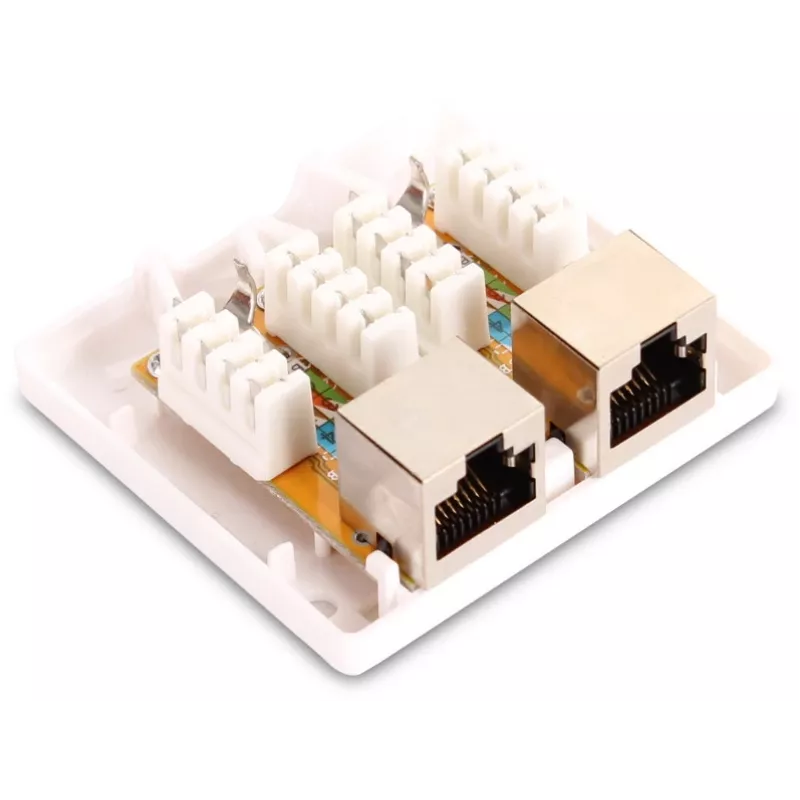 GETFORT GF-2G6FTP Geschirmte Aufputz-Netzwerkdose, 2x RJ45, Cat6 FTP, Weiß