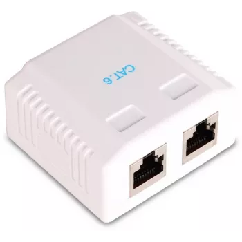 GETFORT GF-2G6FTP Geschirmte Aufputz-Netzwerkdose, 2x RJ45, Cat6 FTP, Weiß