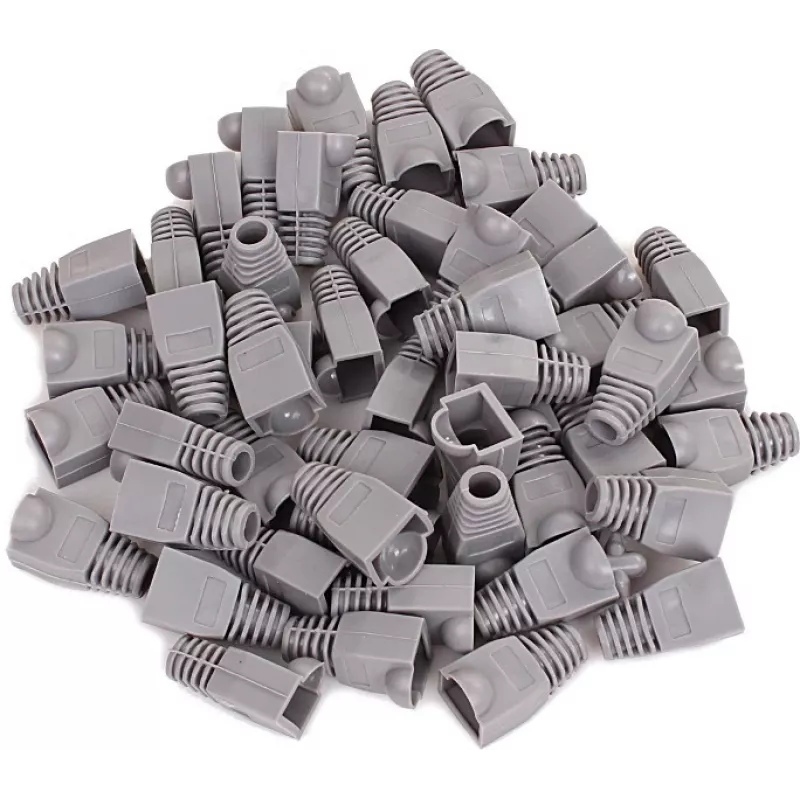 GETFORT GF-OS-RJ45-50 Graue RJ45-Steckerschutzkappen, 50er-Pack, Zugentlastung für Ethernet-Kabel