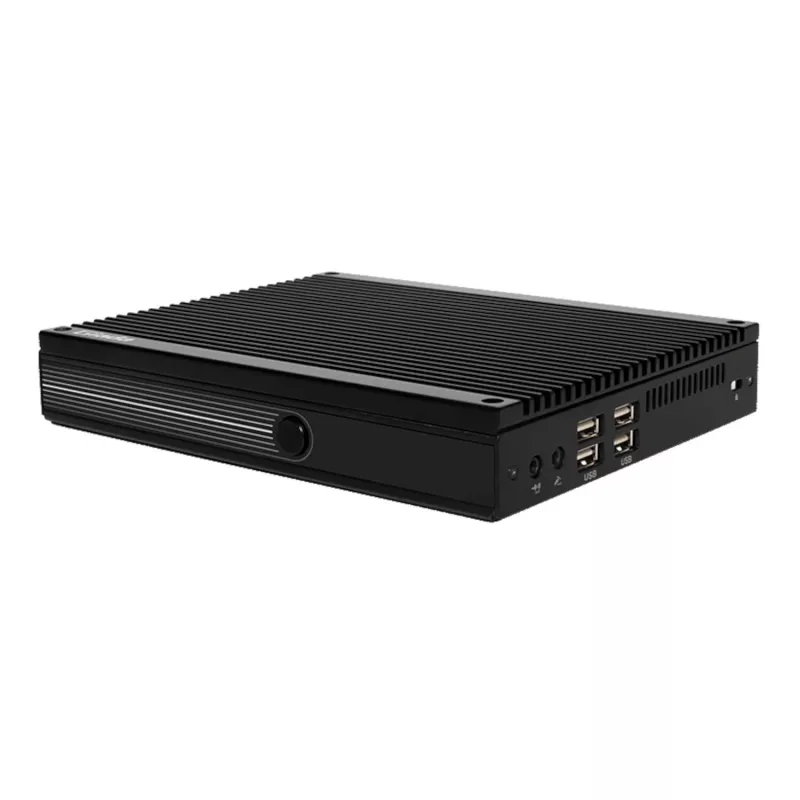 Giada F109D Lüfterloser Embedded-Computer mit Intel Celeron J4125, 8GB RAM, Dual GbE, Triple Display, VESA-Halterung, Schwarz