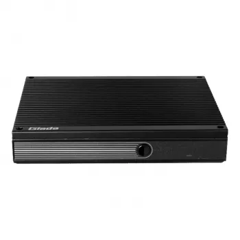 Giada F109D Lüfterloser Embedded-Computer mit Intel Celeron J4125, 8GB RAM, Dual GbE, Triple Display, VESA-Halterung, Schwarz